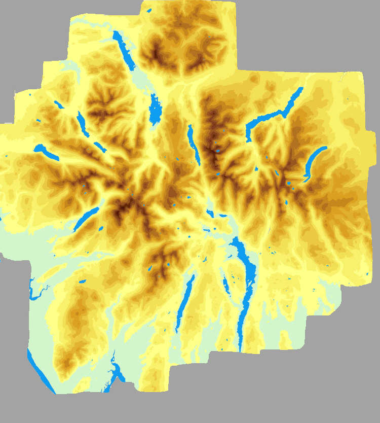 Contour map of Lake District
